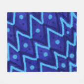Blue Zig Zags Dots Funky Pattern  Fleece Deken (Voorkant (Horizontaal))