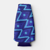 Blue Zig Zags Dots Funky Pattern  Flesjeskoeler (Voorkant)