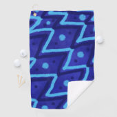 Blue Zig Zags Dots Funky Pattern  Golfhanddoek (Insitu)
