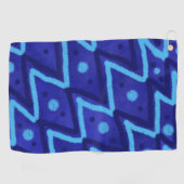 Blue Zig Zags Dots Funky Pattern  Golfhanddoek (Horizontaal)