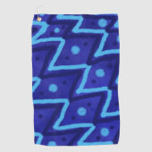Blue Zig Zags Dots Funky Pattern Golfhanddoek (Voorkant)