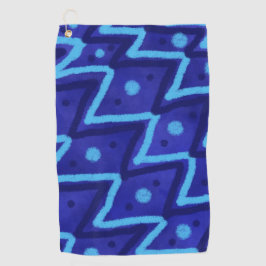 Blue Zig Zags Dots Funky Pattern Golfhanddoek