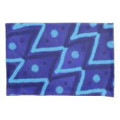 Blue Zig Zags Dots Funky Pattern  Kussensloop (Voorkant)
