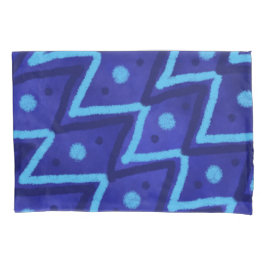 Blue Zig Zags Dots Funky Pattern Kussensloop