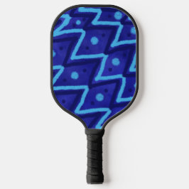 Blue Zig Zags Dots Funky Pattern Pickleball Paddle