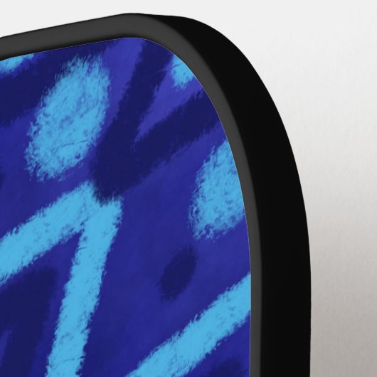 Blue Zig Zags Dots Funky Pattern  Pickleball Paddle (Links Detail)