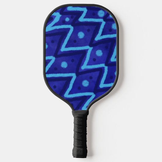 Blue Zig Zags Dots Funky Pattern Pickleball Paddle (Achterkant)