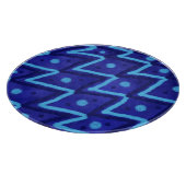 Blue Zig Zags Dots Funky Pattern  Snijplank (Hoek)