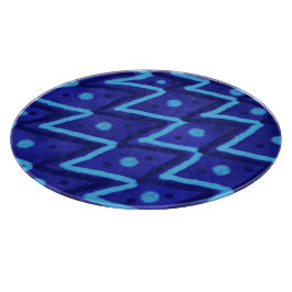 Blue Zig Zags Dots Funky Pattern Snijplank