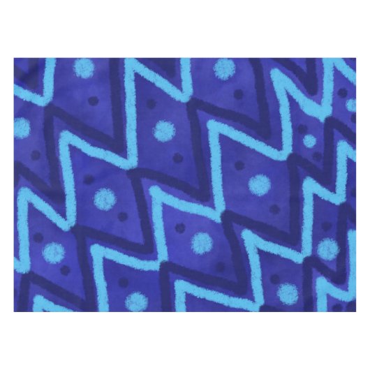 Blue Zig Zags Dots Funky Pattern Tafelkleed (Voorkant (Horizontaal))