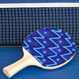 Blue Zig Zags Dots Funky Pattern Tafeltennisbatje