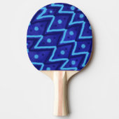 Blue Zig Zags Dots Funky Pattern  Tafeltennisbatje (Voorkant)