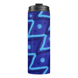 Blue Zig Zags Dots Funky Pattern Thermosbeker