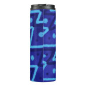 Blue Zig Zags Dots Funky Pattern Thermosbeker (Achterkant)