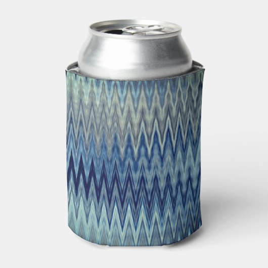 Blue Zigzag Wavy Pattern Blikjeskoeler (Blikje Voorkant)