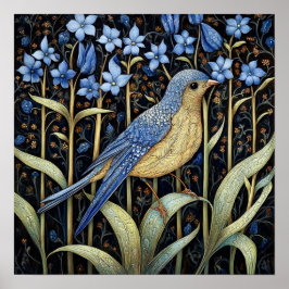 Bluebell Bird Schilderij Art Print