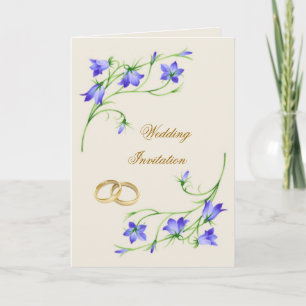 Bluebell bloemen en ringen Wedding Invitation