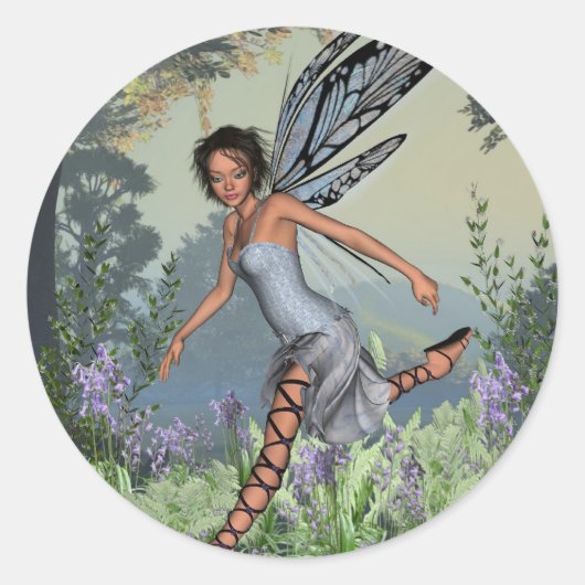 Bluebell Fairy in Spring Woodland Ronde Sticker (Voorkant)