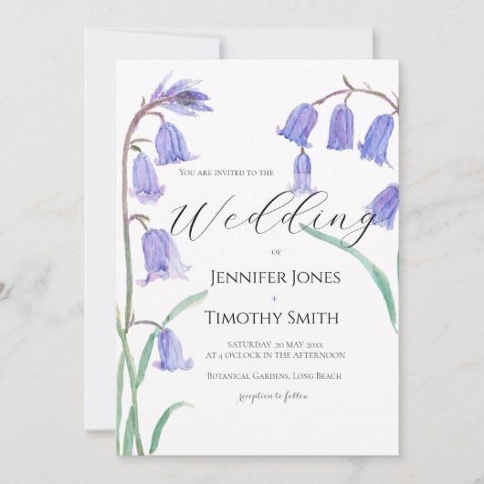 bluebell watercolor wedding invitation  (Devant)