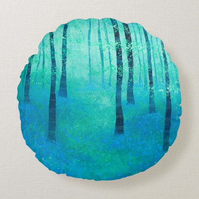 Bluebell Woodland Rond Kussen (Voorkant)