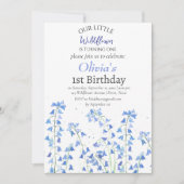 Bluebells 1e Verjaardag Blauwe Bloemen Kaart (Voorkant)