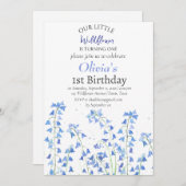 Bluebells 1e Verjaardag Blauwe Bloemen Kaart (Voorkant / Achterkant)