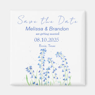 Bluebells Blue Floral Spring Rustieke bruiloft Magneet