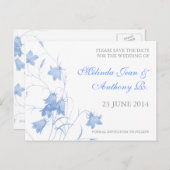 Bluebells - Blue Save the Date Briefkaart (Voorkant / Achterkant)