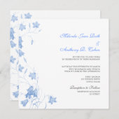 Bluebells - Blue Square Wedding Invitation Kaart (Voorkant / Achterkant)