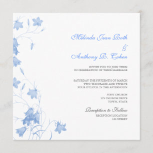 Bluebells - Blue Square Wedding Invitation Kaart