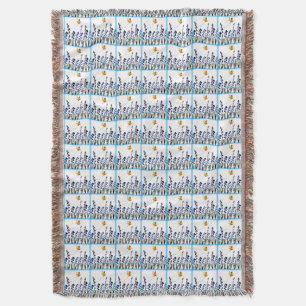 Bluebells Butterflies Floral Checkered Pattern Deken