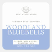 Bluebells lente blauw rood diffuser productlabel vierkante sticker (Voorkant)