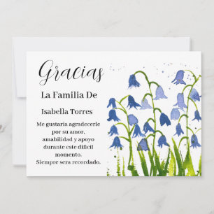 Bluebells Spanish Floral Funeral Death Thank you Kaart