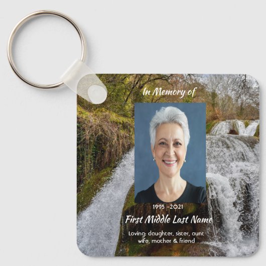  Bluebells Waterfall Landscape  Memorial Keepsake  Sleutelhanger (Voorkant)