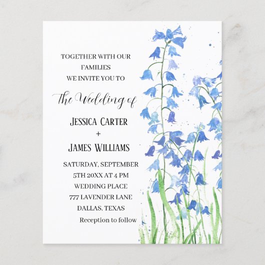Bluebells Waterverf Bloemenbruiloft (Voorkant)