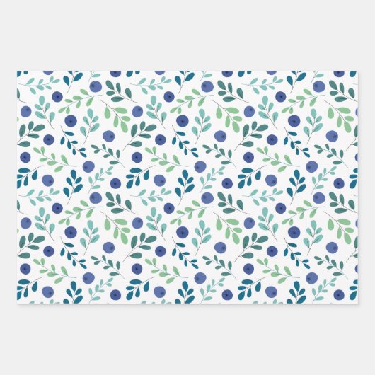 Blueberries à Motif Feuille vert (Devant)