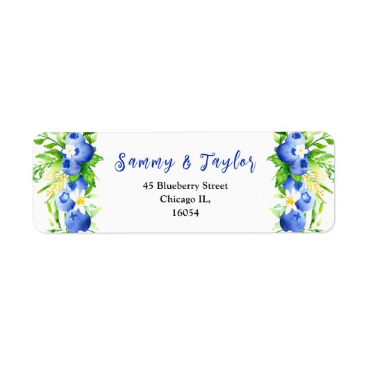 Blueberries and Foliage Wedding Etiket (Voorkant)