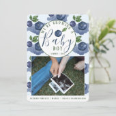 Blueberries Baby Boy Pregnancy Invitation (Debout devant)