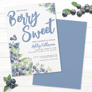 Blueberries Berry Sweet Baby shower Kaart