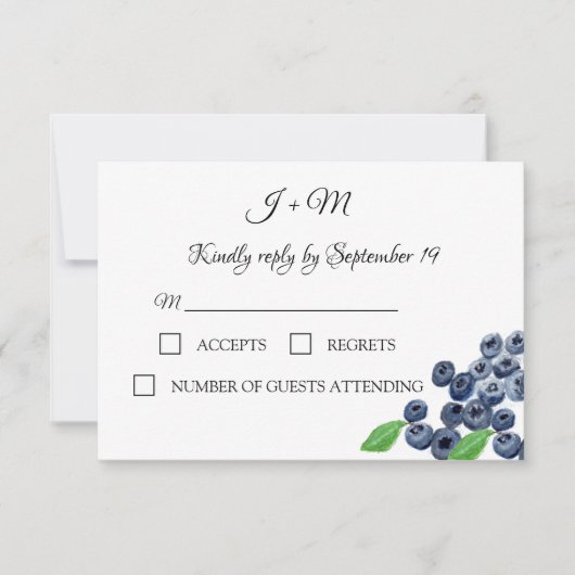 Blueberries Fruit Blueberry Moderne bruiloft RSVP (Voorkant)