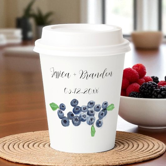 Blueberries Fruit Blueberry Waterverf Bruiloft Papieren Bekers
