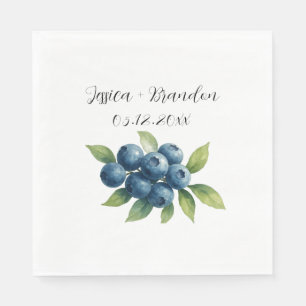 Blueberries Fruit Blueberry Waterverf Bruiloft Servet
