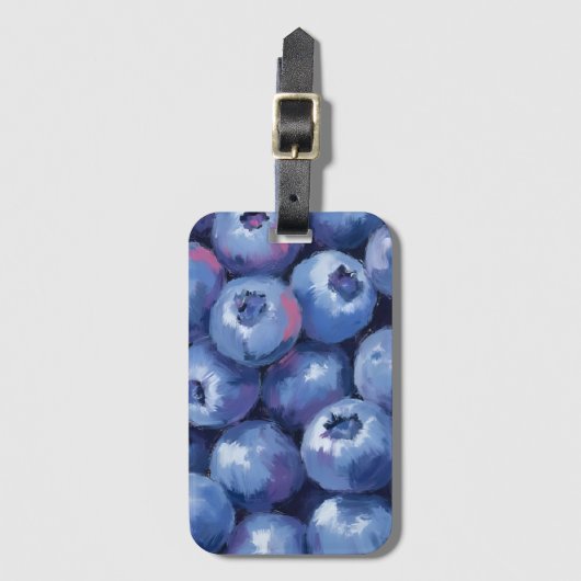 Blueberries | Fruit Watercolor Painted Bagagelabel (Voorkant (verticaal))