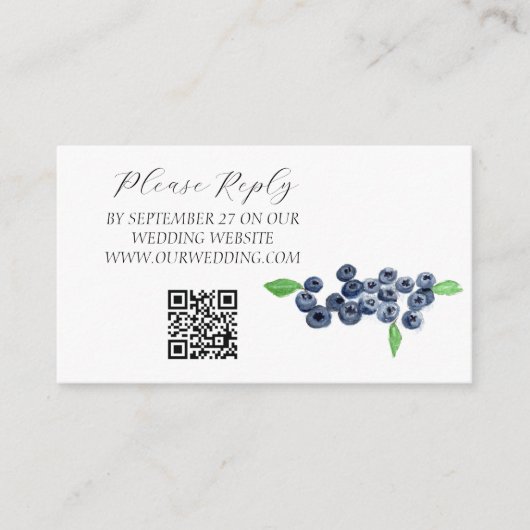 Blueberries Fruit Waterverf Rustieke bruiloft Informatiekaartje (Voorkant)