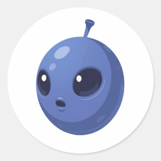 Blueberry Alien – Cute Minimal Fruit Design Ronde Sticker