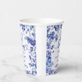 Blueberry Baby shower Blue Toile De Jouy Papieren Bekers (Rechts)
