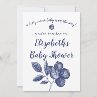 Blueberry Baby shower Invitation Kaart