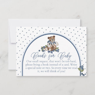 Blueberry Bear Baby Boy Shower Book Request Kaart