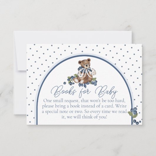 Blueberry Bear Baby Boy Shower Book Request Kaart (Voorkant)