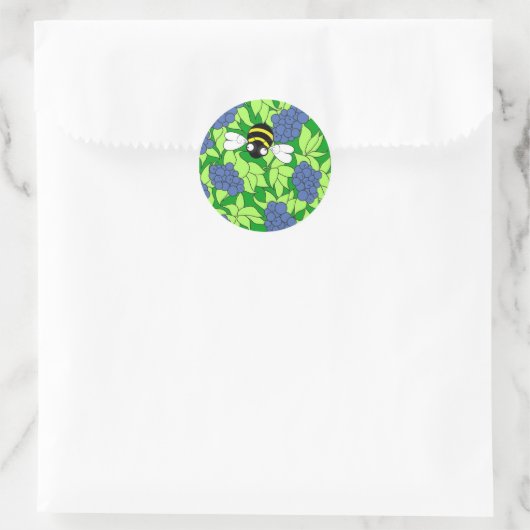 Blueberry Bee Round Sticker (Sac)